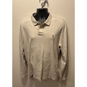 Large Ralph Lauren‎ Polo Shirt Long Sleeve Tan Soft Touch Pima Cotton Solid 2XL